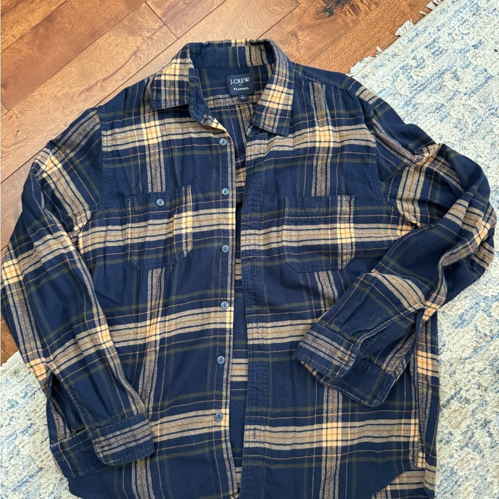 J. Crew Blue and Tan Checkered Shirt